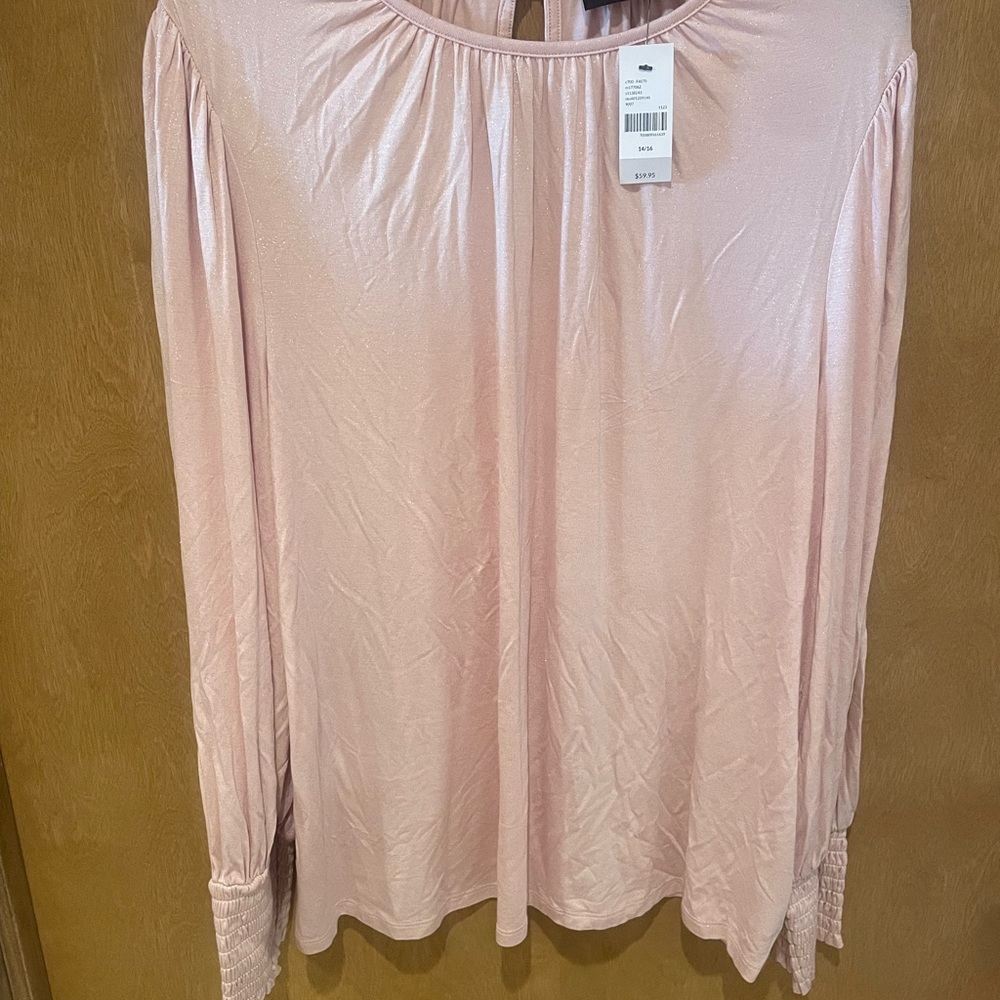 Lane Bryant Soft Pink Shimmery Blouse Size 14/16